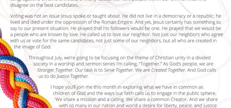 Together Sermon Series | Newsletter Column for Summer 2024